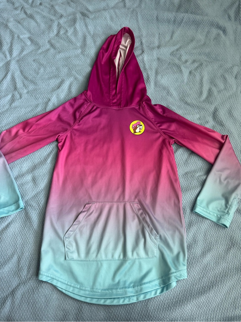 Girls' Ombre Hooded Swim Hoodie in Pink and Aqua